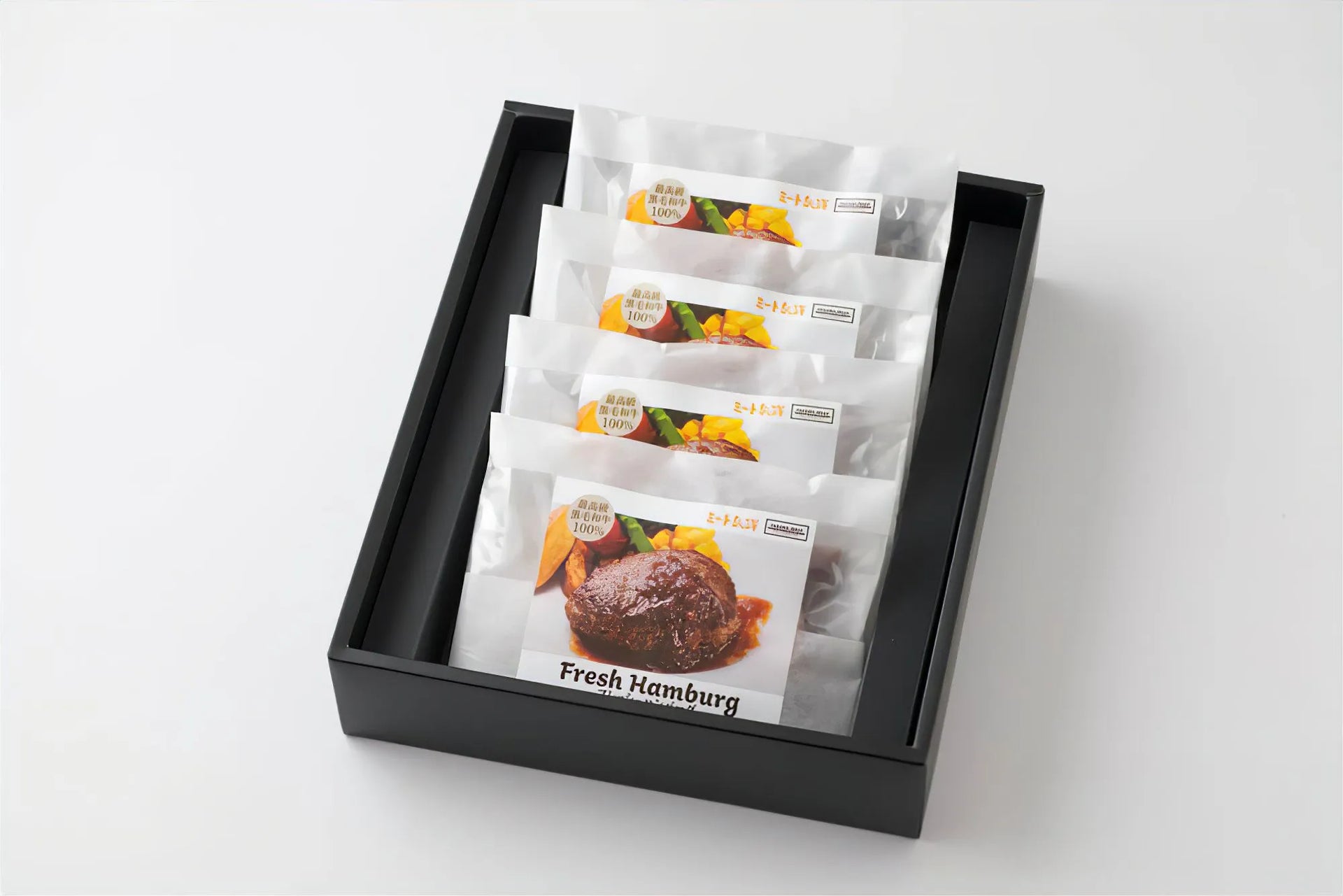 目録】黒毛和牛100% フレッシュハンバーグ 4食セット【常温